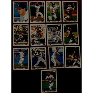 Atlanta Braves Lot 1993 Topps Baseball Cards- 13 cards Justice, Smoltz, Glavine